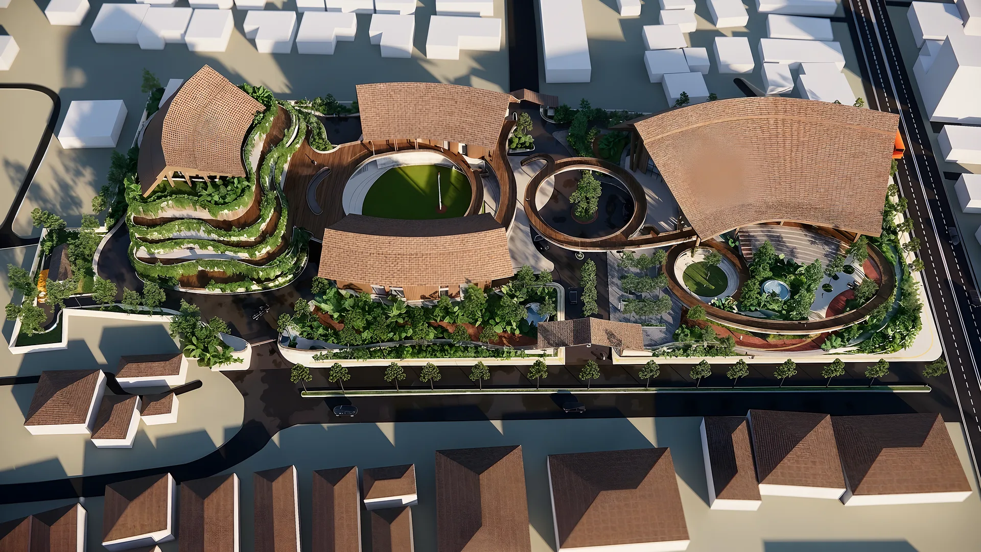 Cetharia masterplan render, same layout and massing